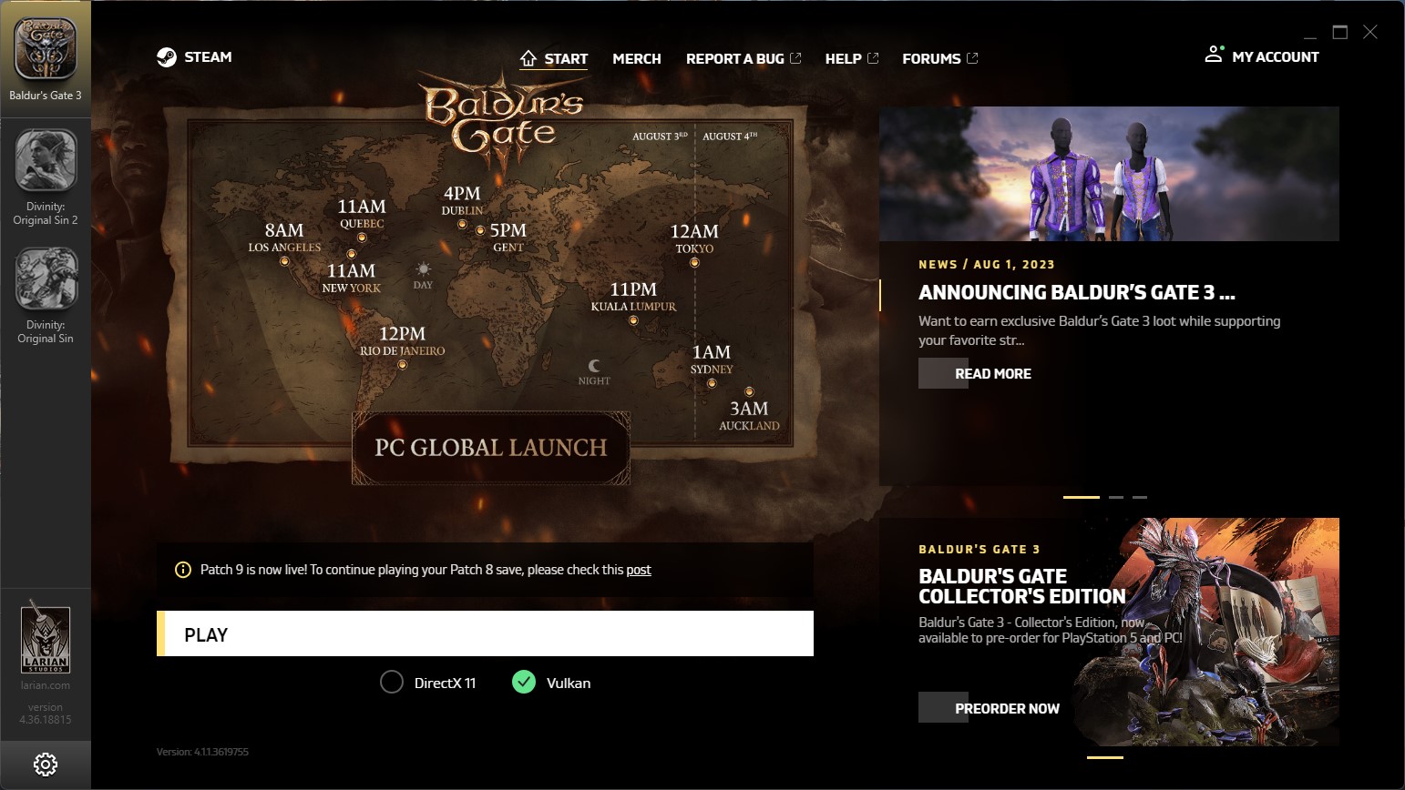Game Launcher für Baldur's Gate 3.