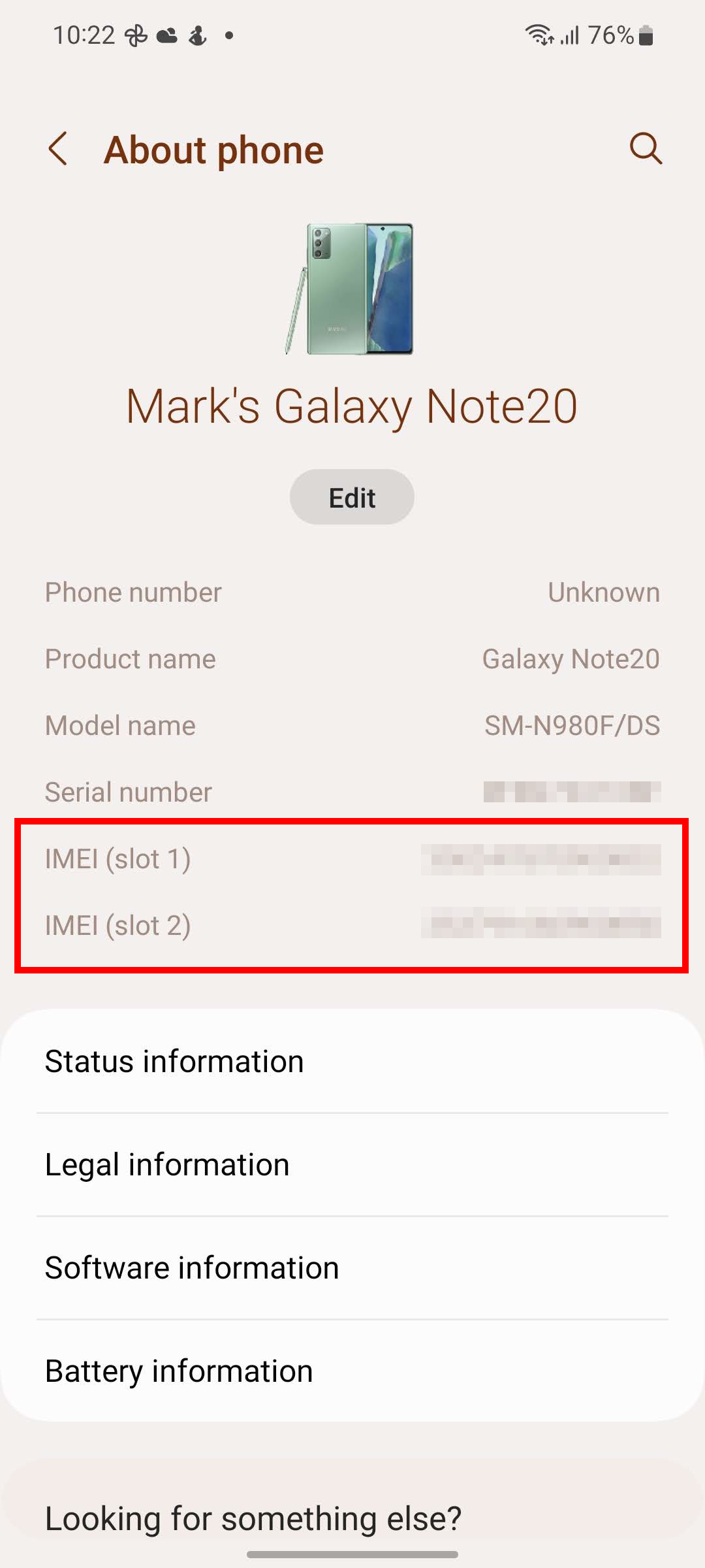 Finden Sie Ihre IMEI auf einem Samsung-Telefon.