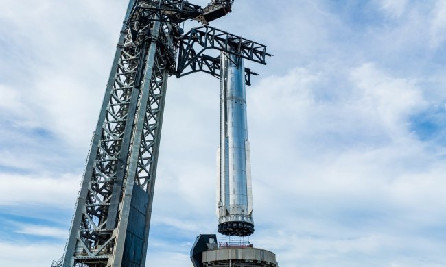 SpaceX's Super Heavy on the launchpad ahead of a test.