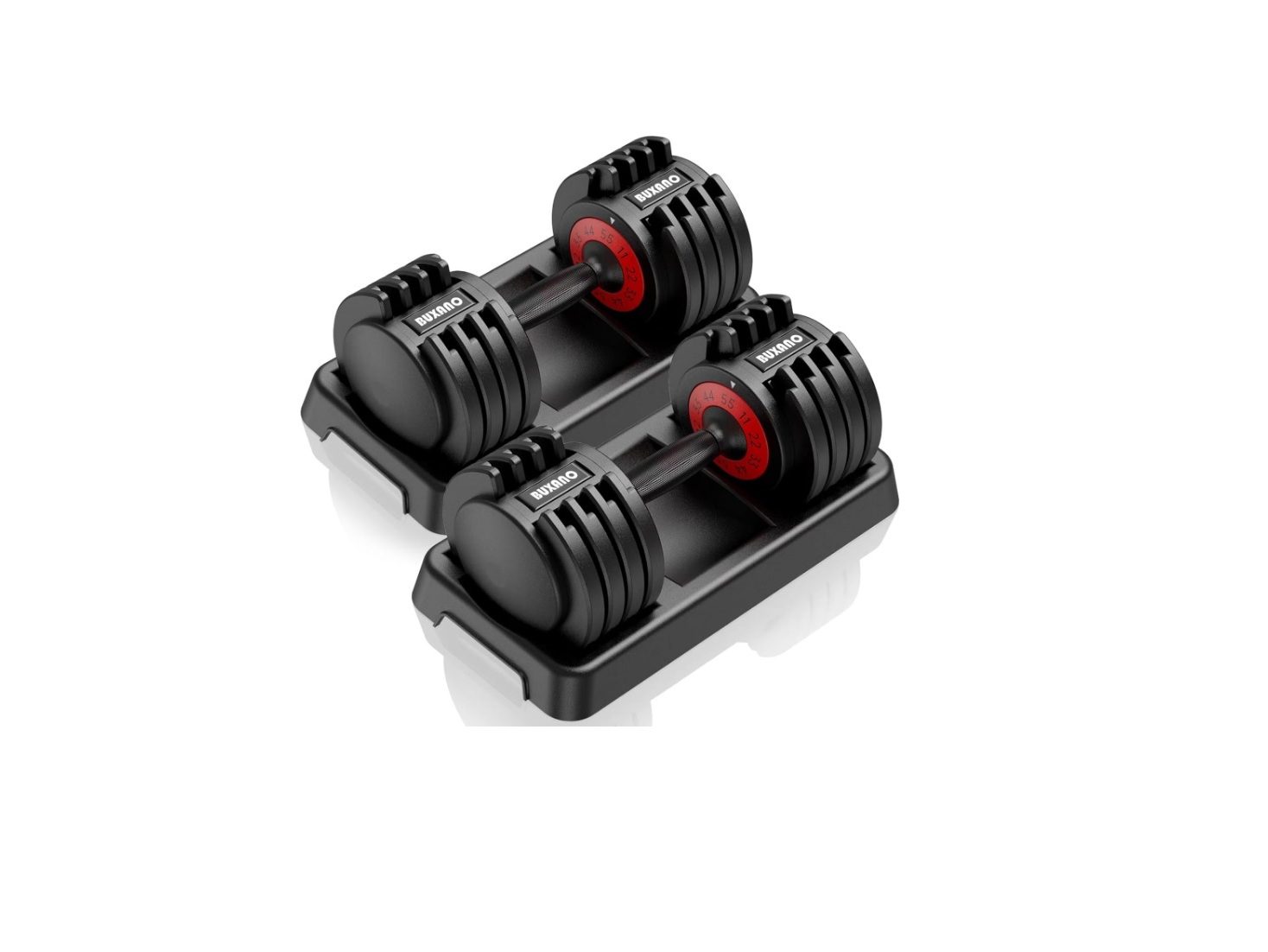 A pair of the Adjustable Dumbbell 55-pound 5-In-1.