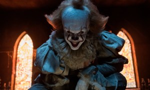 Bill Skarsgård as the monstrous clown Pennywise in "It."