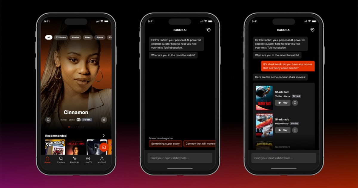 Tubi supercharges its search with ChatGPT-4 and Rabbit AI