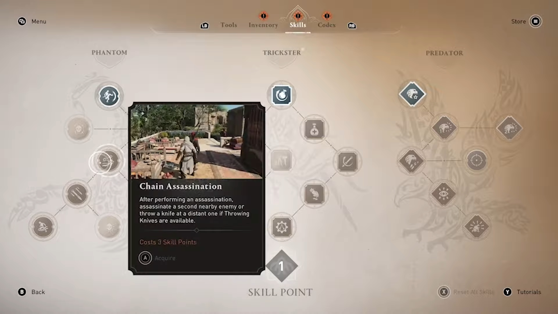 Basim's skill tree in Assassin's Creed Mirage.