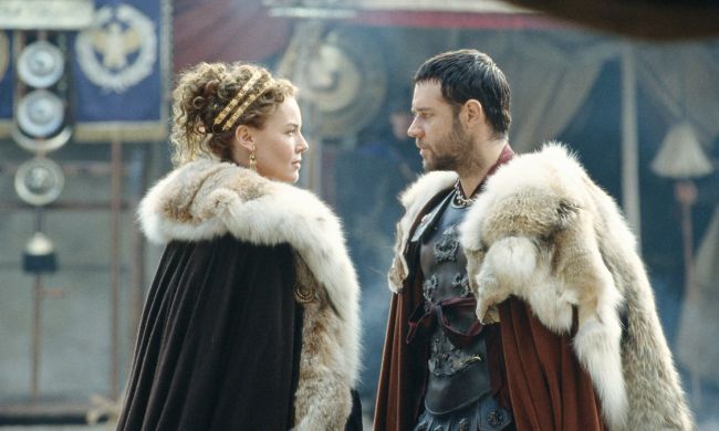 Connie Nielsen and Russell Crowe as Lucilla and Maximus in Gladiator.