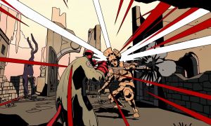 Hellboy punches an enemy in Hellboy: Web of Wyrd.