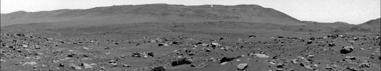 La partie inférieure d'un diable de poussière martien a été capturée par l'une des Navcams du rover Perseverance de la NASA le 30 août 2023, le 899e jour martien, ou sol, de la mission.