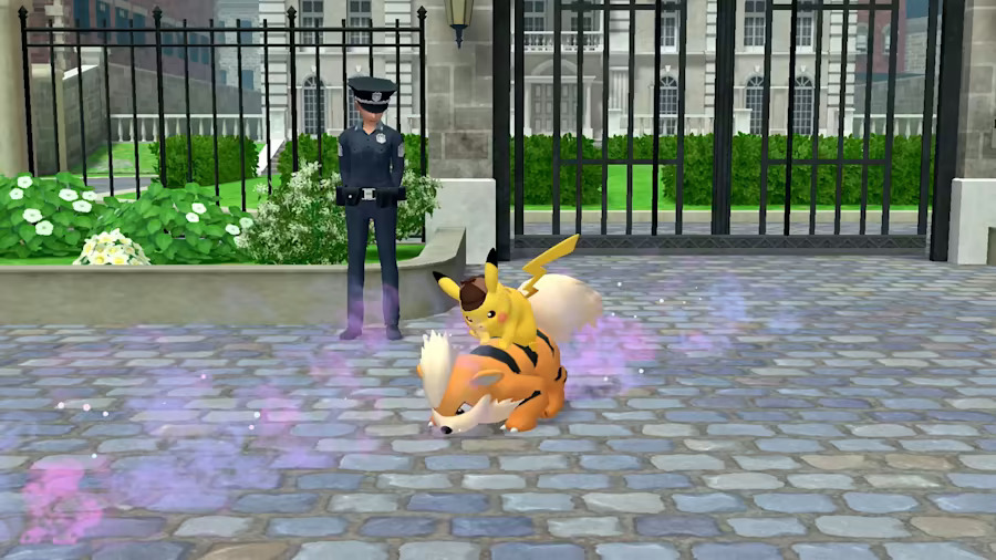 A Growlithe smells scent in Detective Pikachu Returns.