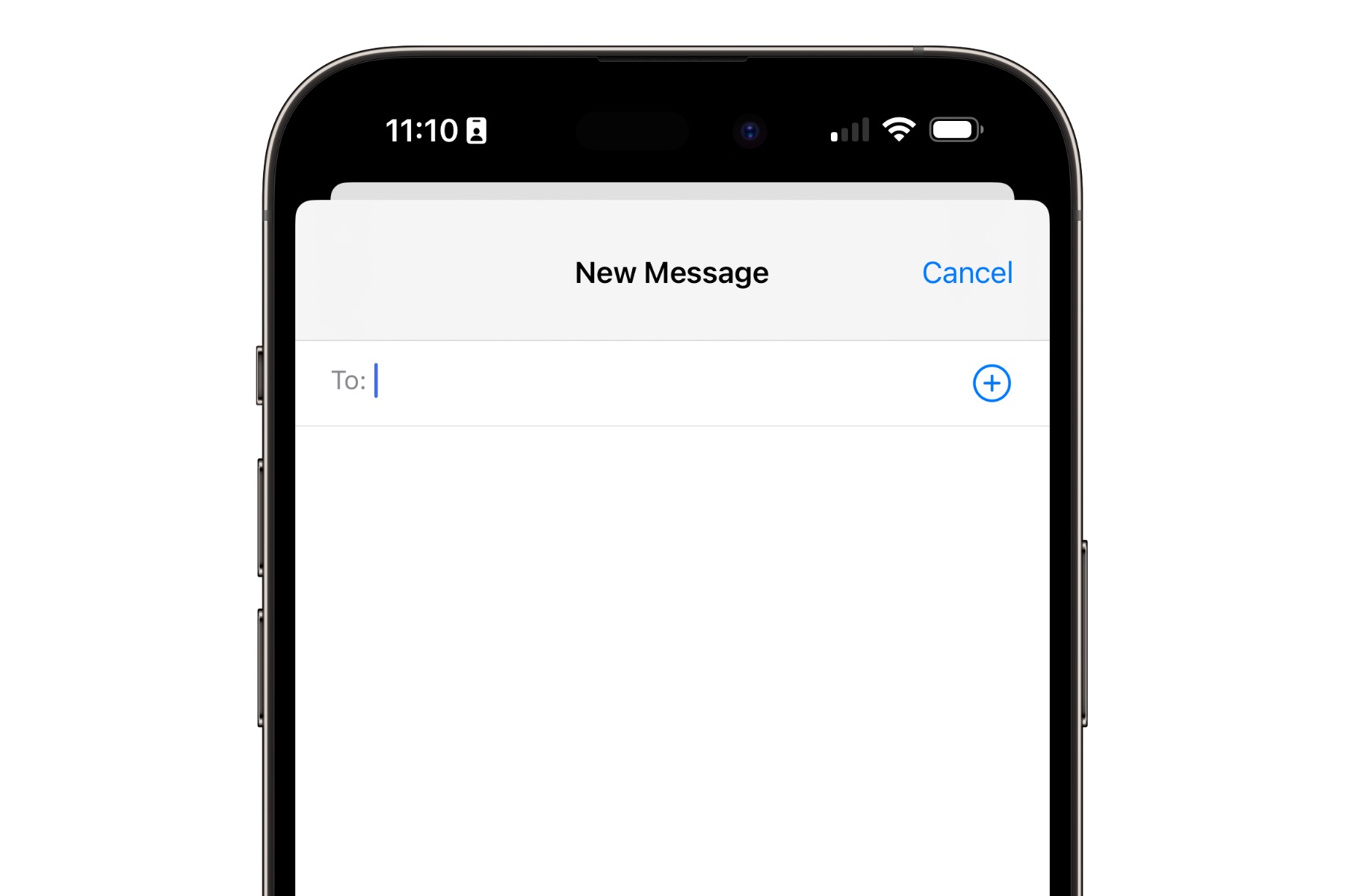 Verfassen einer Nachricht in der iPhone-Nachrichten-App.