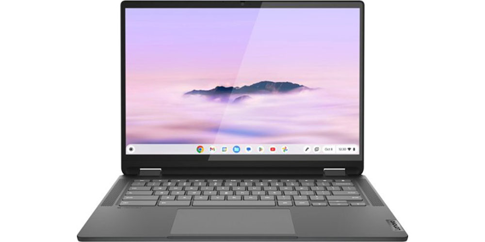 The Lenovo IdeaPad Flex 5i Chromebook Plus on a white background.