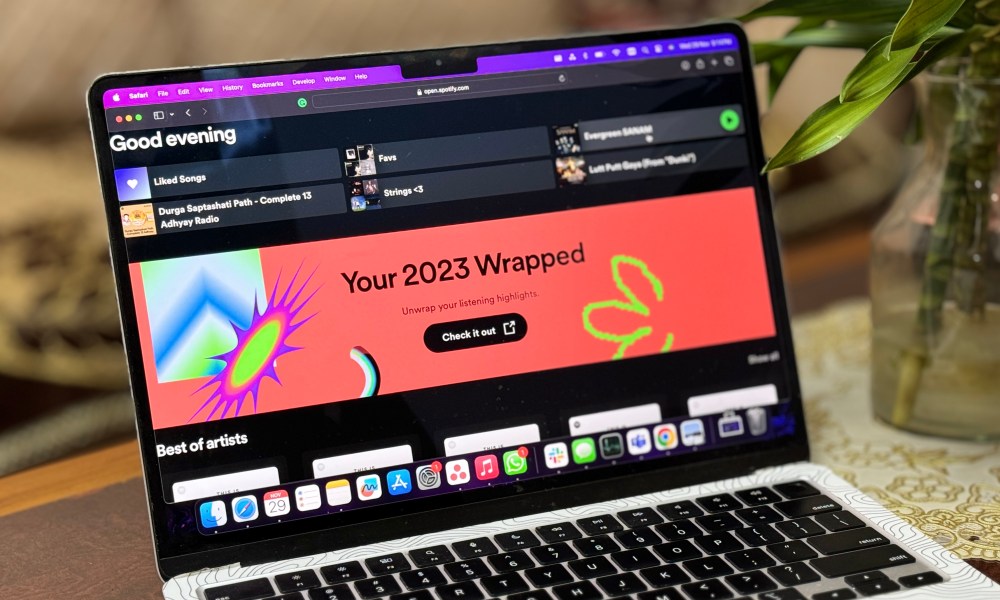 Spotify Wrapped 2023 on a laptop.