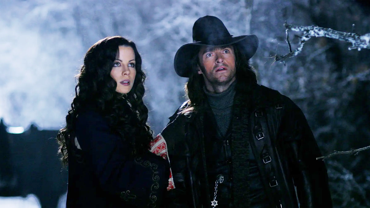 Kate Beckinsale e Hugh Jackman em Van Helsing.