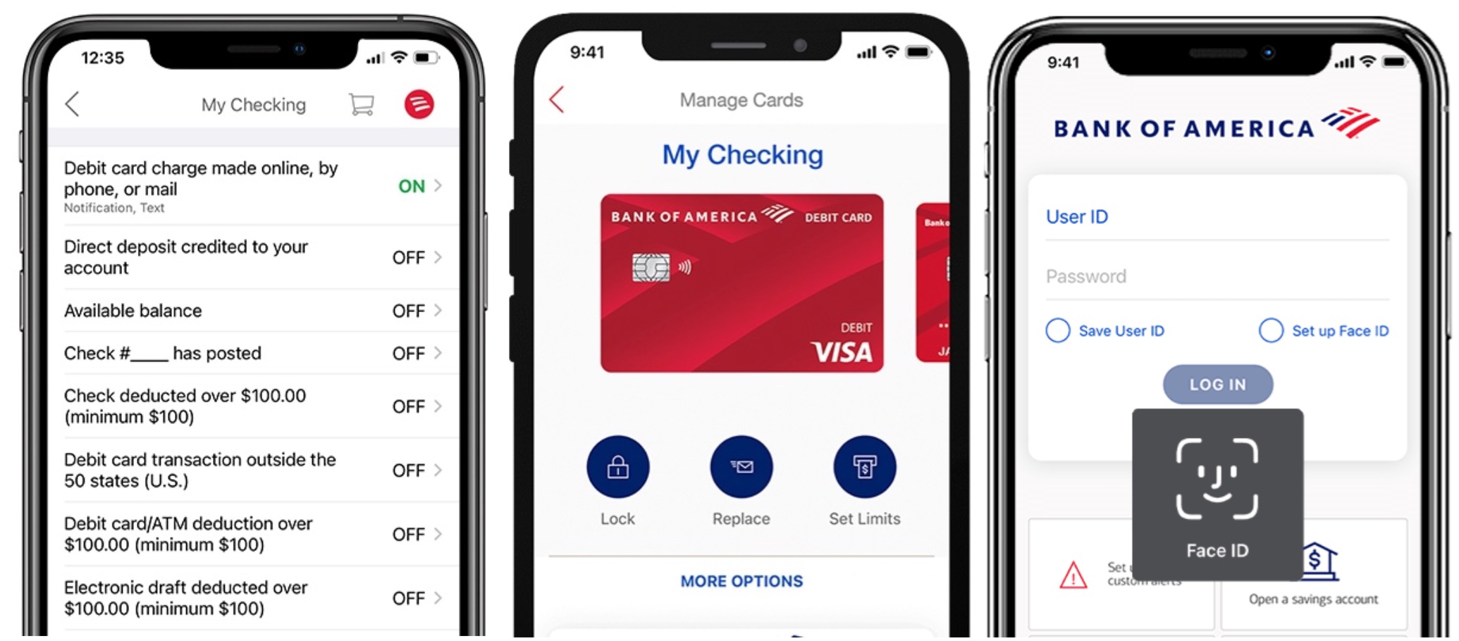 Screenshots der Bank of America-App für iOS.