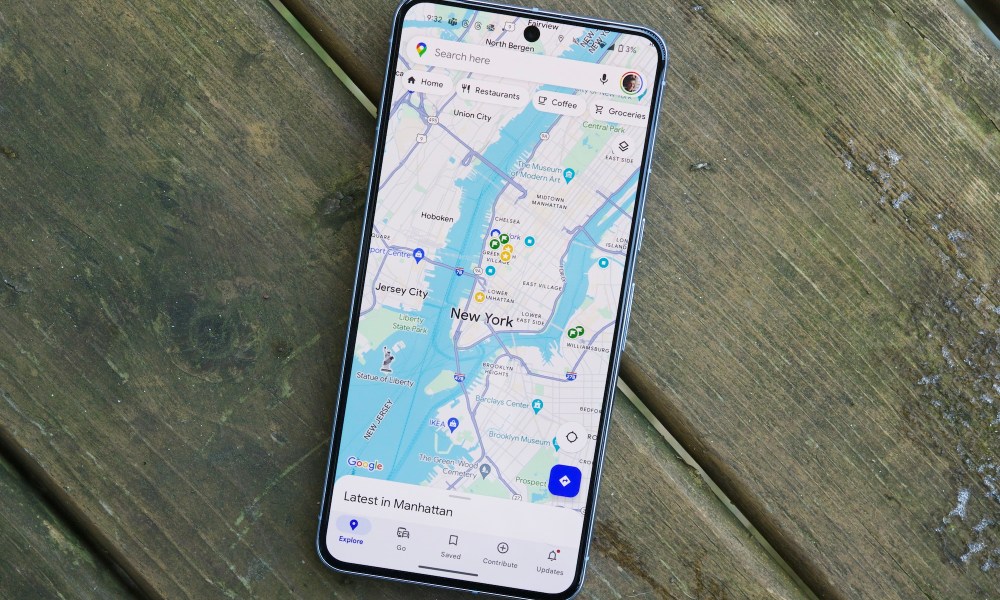 Google Maps running on a Pixel 8 Pro, showing the new colors as of November 2023.