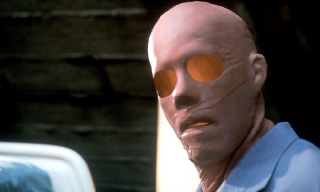 Kevin Bacon with just a skin and no eyes in a scene from Hollow Man.