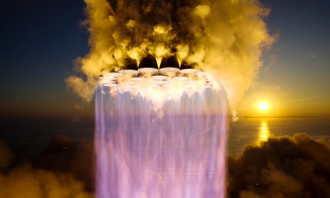 SpaceX's Starship rocket leaving the launchpad on Saturday.