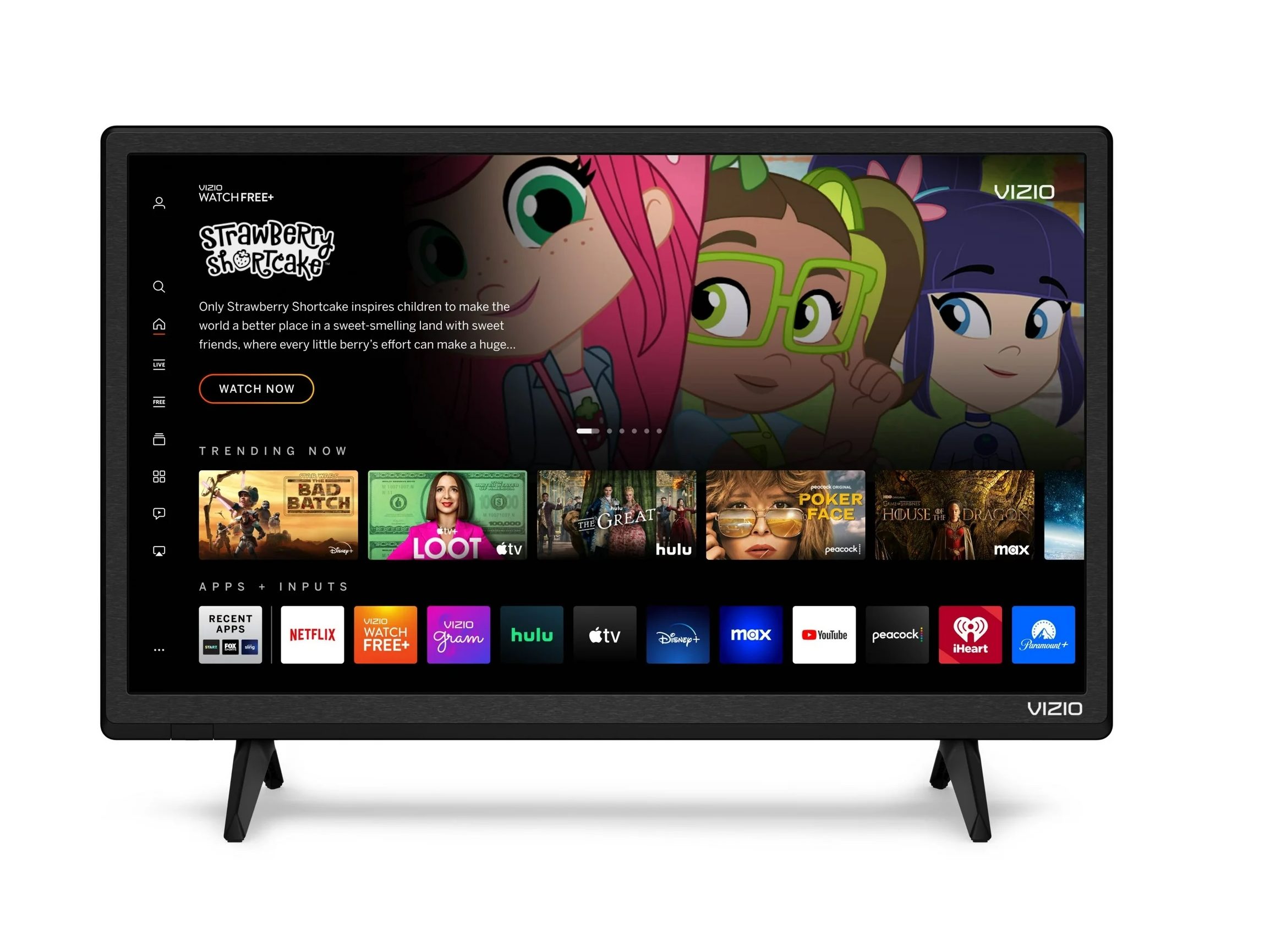 A Vizio 24-inch Class D-Series FHD LED Smart TV with a childrens' television program being displayed.