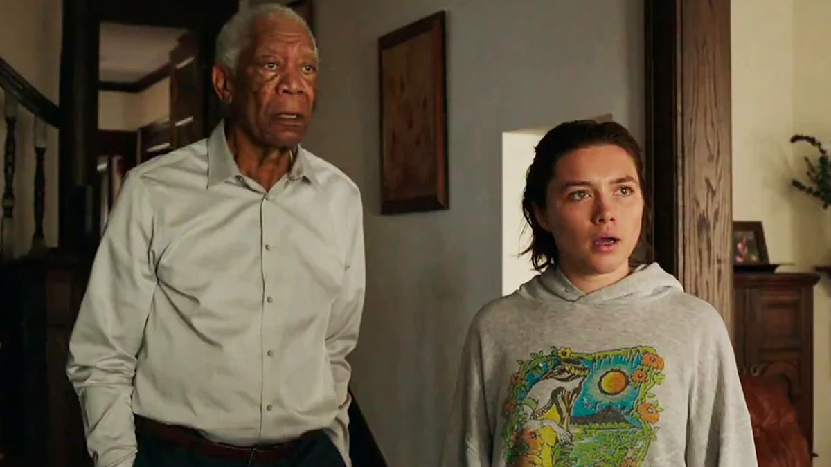 Morgan Freeman e Florence Pugh em Uma Boa Pessoa.