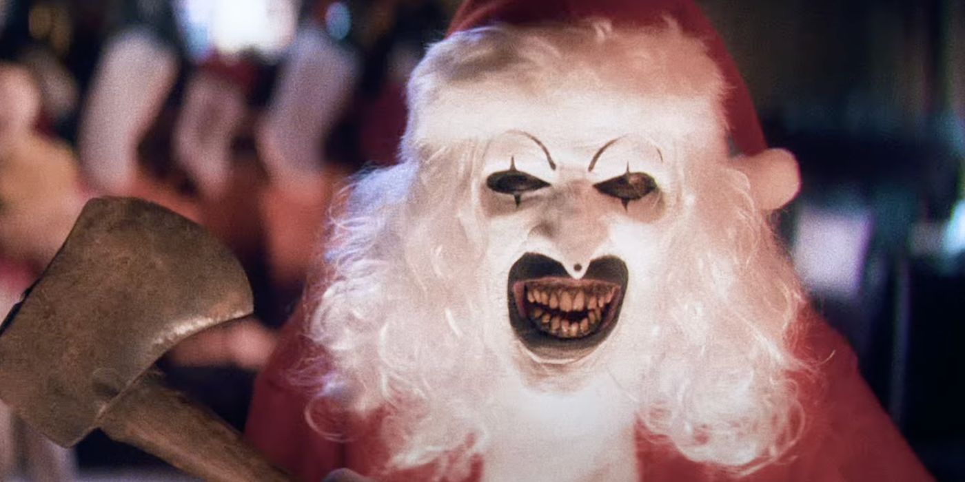 Art the Clown dressed as Santa in Terrifier 3