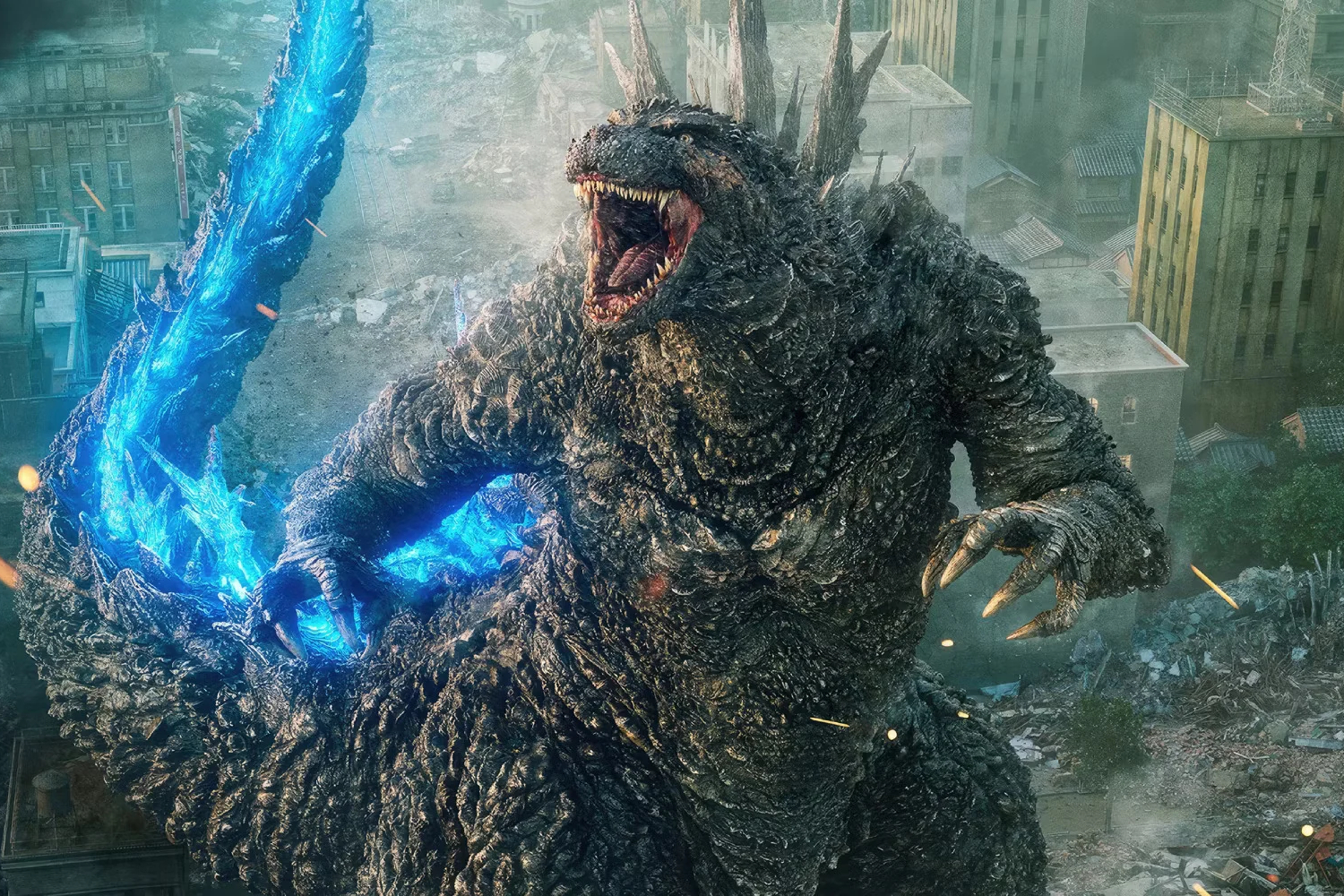 Godzilla rugit dans Godzilla Minus One.