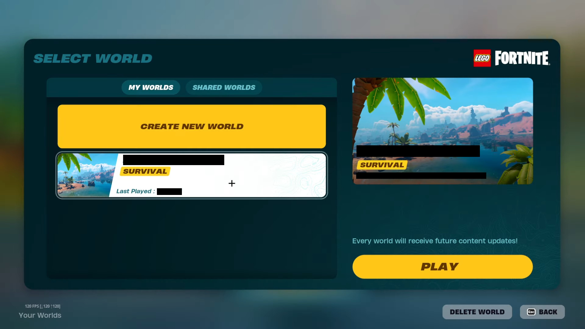 How to create a shared world in Lego Fortnite and play with