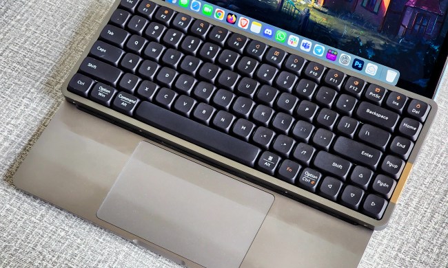 Lofree Flow low-profile mechanical keyboard on a 13-inch Apple MacBook Pro.