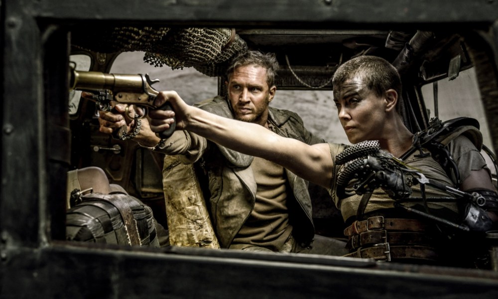 Tom Hardy and Charlize Theron as Max and Furiosa in Mad Max: Fury Road.