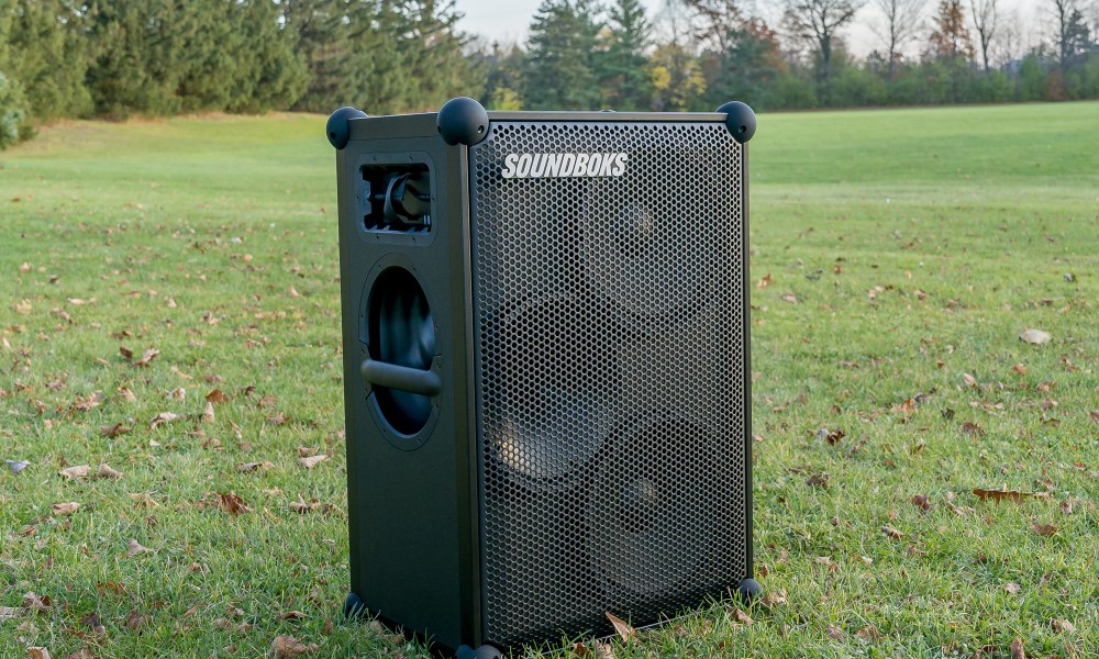 View of Soundboks 4 showing drivers and woofer.