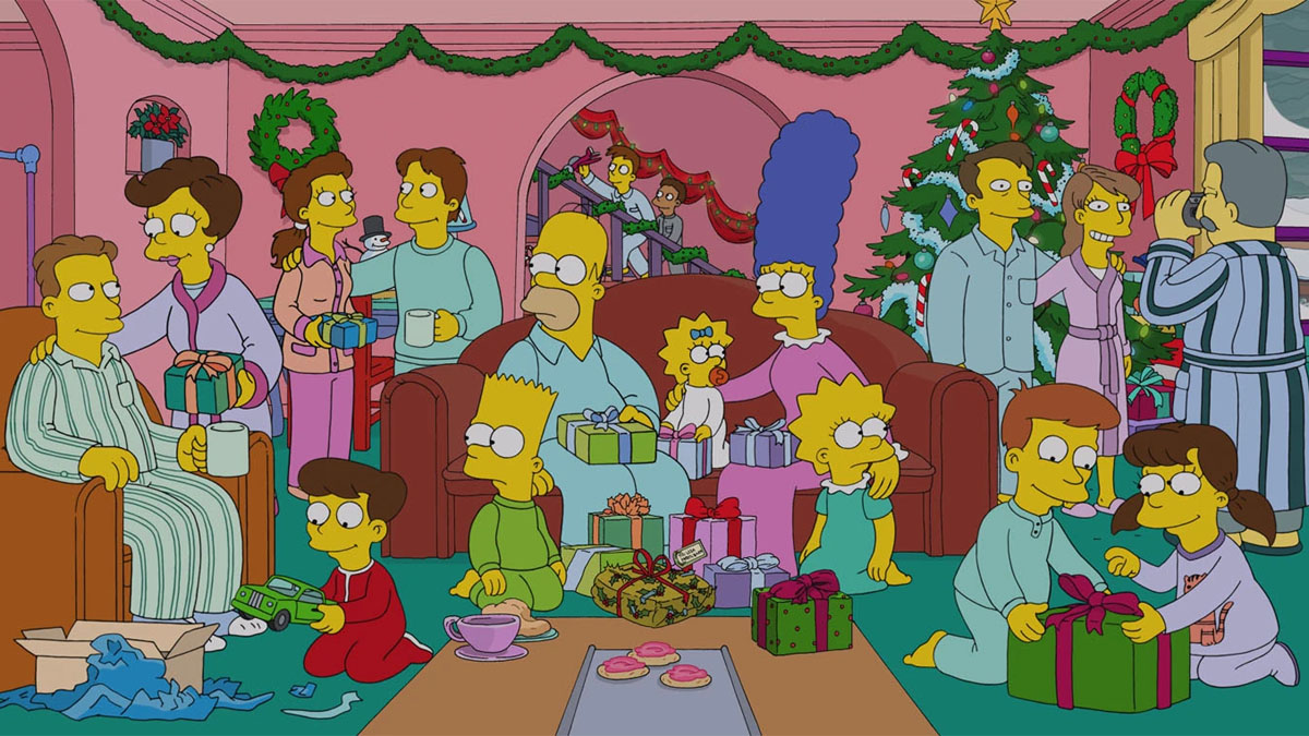 Os Simpsons compartilham sua casa no Natal.