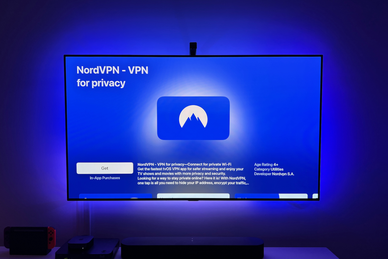 The NordVPN app in the Apple TV App Store.