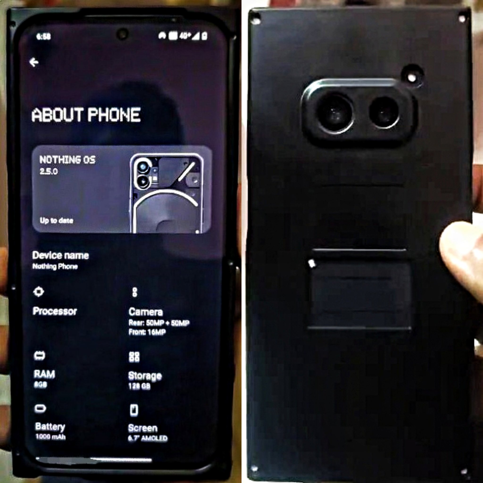 Imagen que muestra el posible Nothing Phone 2a y las especificaciones probables.