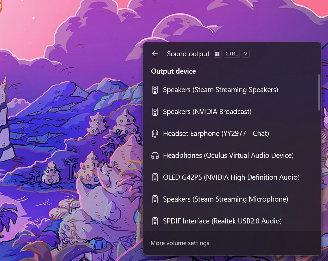 Le mélangeur de volume dans WIndows 11 23H2.