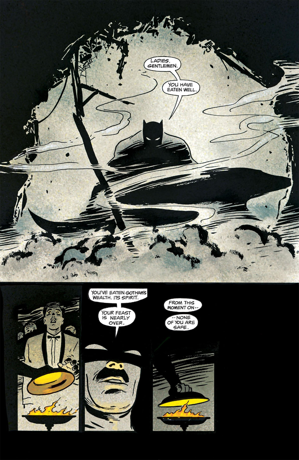 Batman warnt den Mob in Batman: Year One.