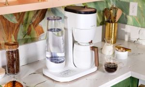 The Cafe Specialty coffee maker on a kitchen counter.