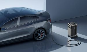 The Anker Solix F3800 charging an EV.