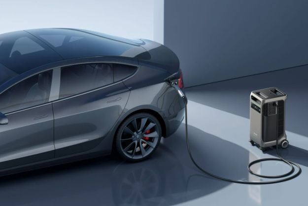 The Anker Solix F3800 charging an EV.