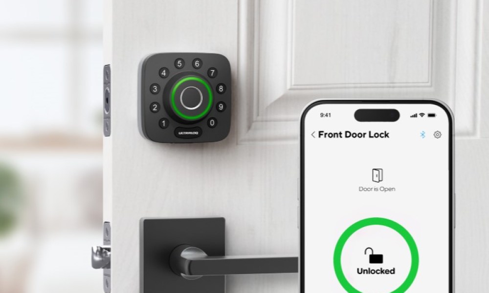 ULTRALOQ U-Bolt Pro WiFi smart lock for airbnb installed on door