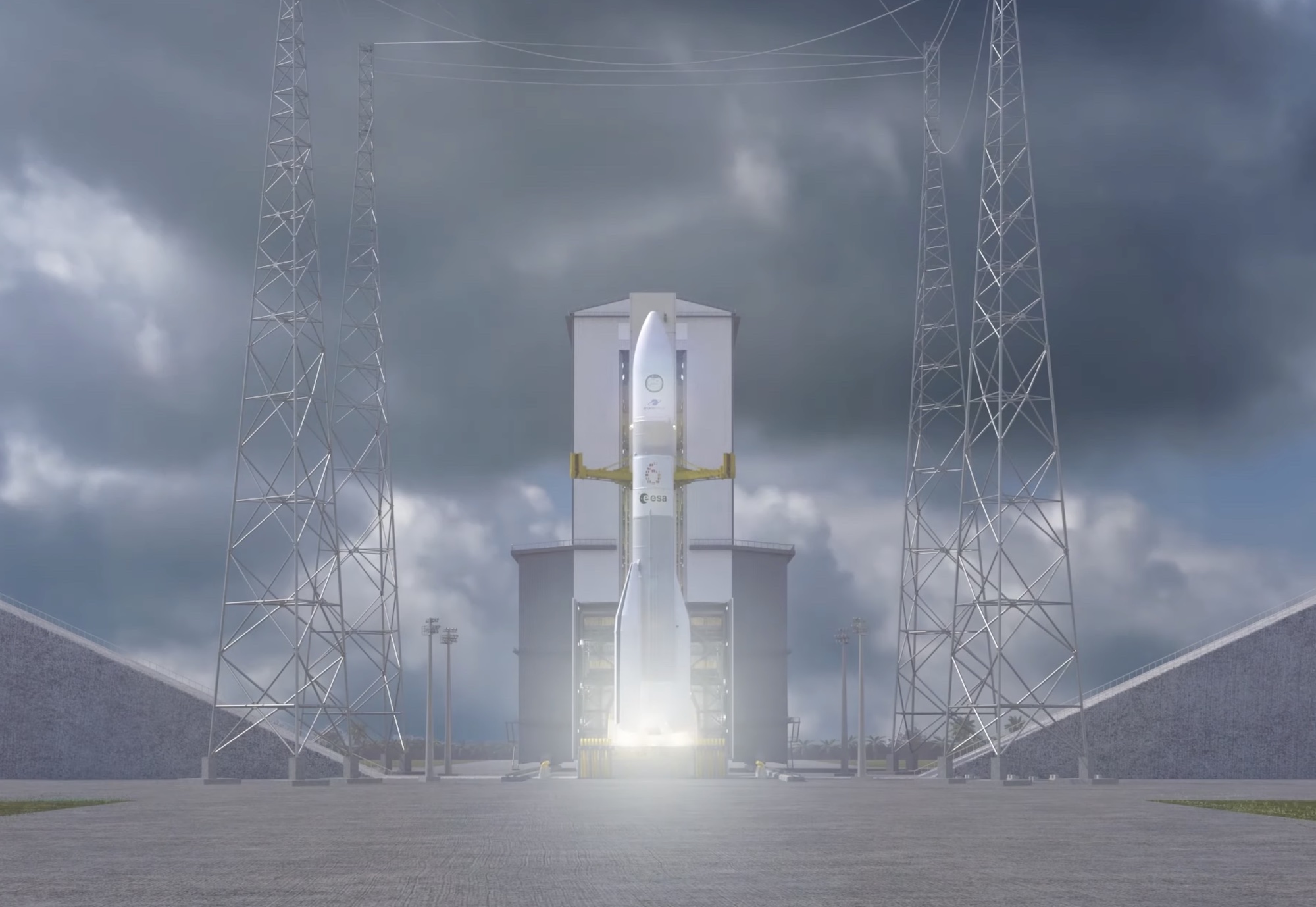 A render of Arianespace's Ariane 6 rocket.