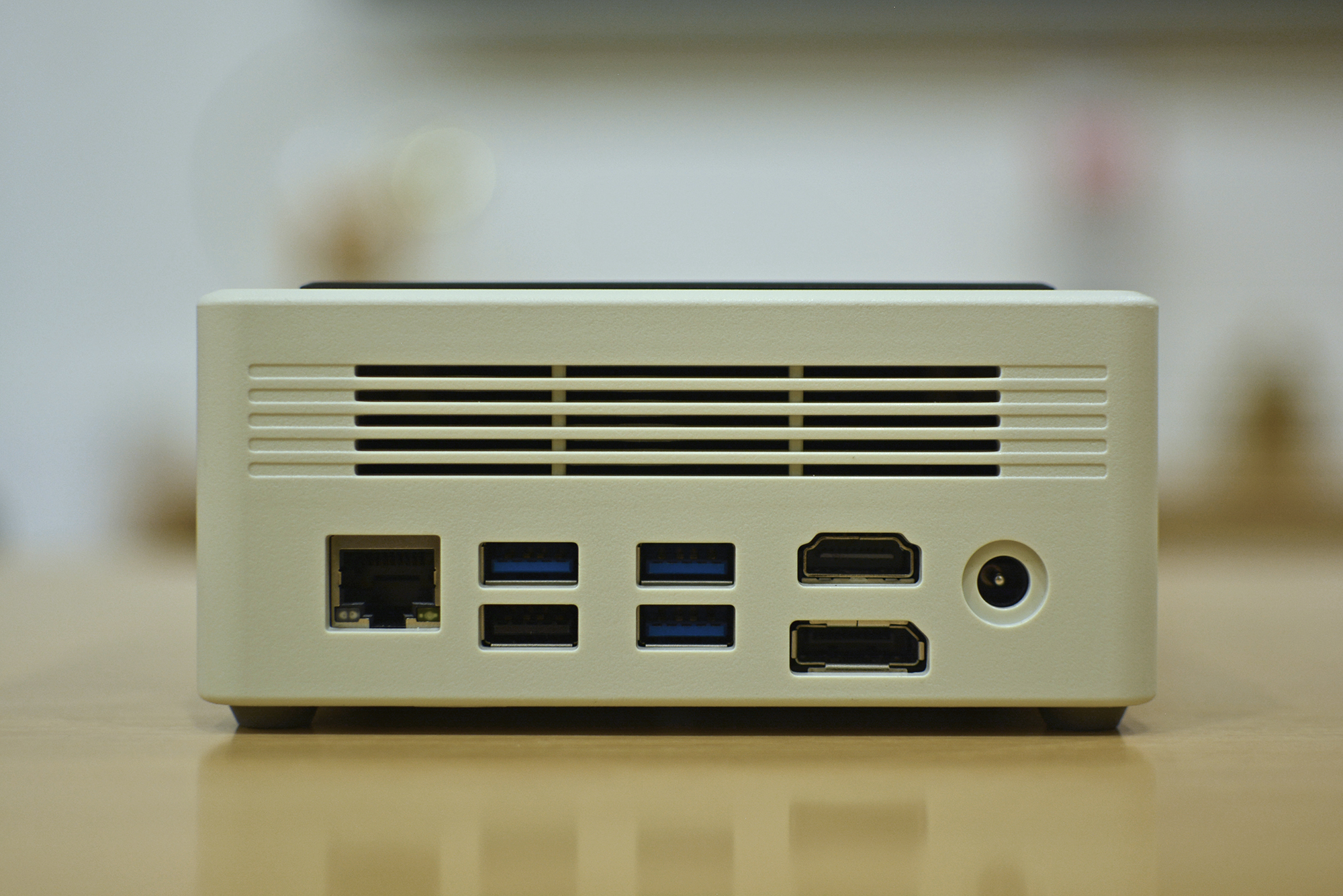 All the rear I/O ports on the Ayaneo Retro Mini PC AM01.