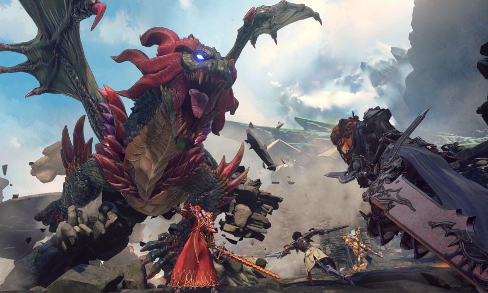 An RPG party fights a dragon in Granblue Fantasy: Relink.