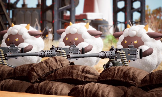 Sheep carry guns in Palworld.