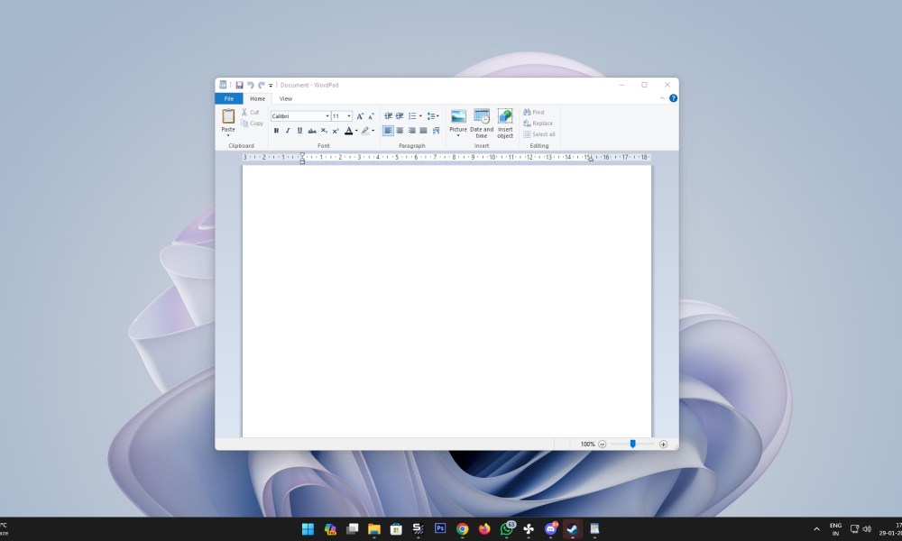 A screenshot of Microsoft WordPad running on Windows 11.