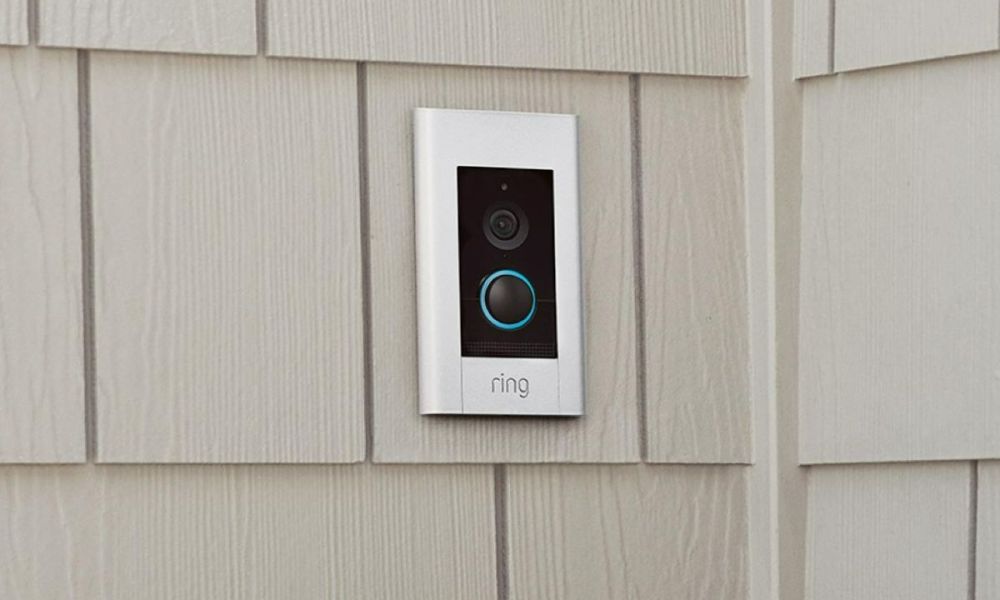 The Ring Elite installed on a wall.