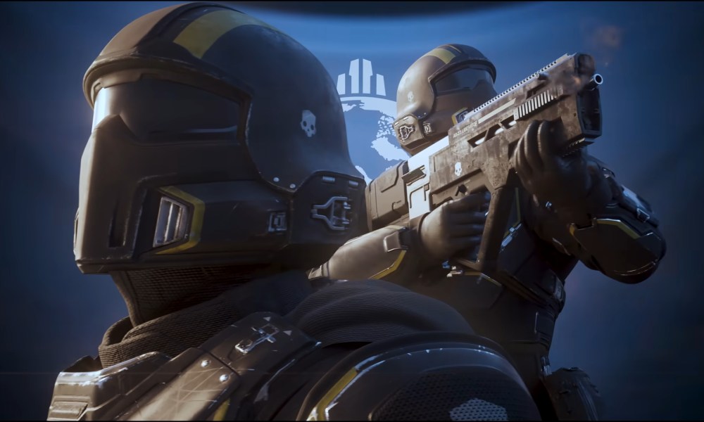 Two soldiers in a Helldivers 2 trailer.