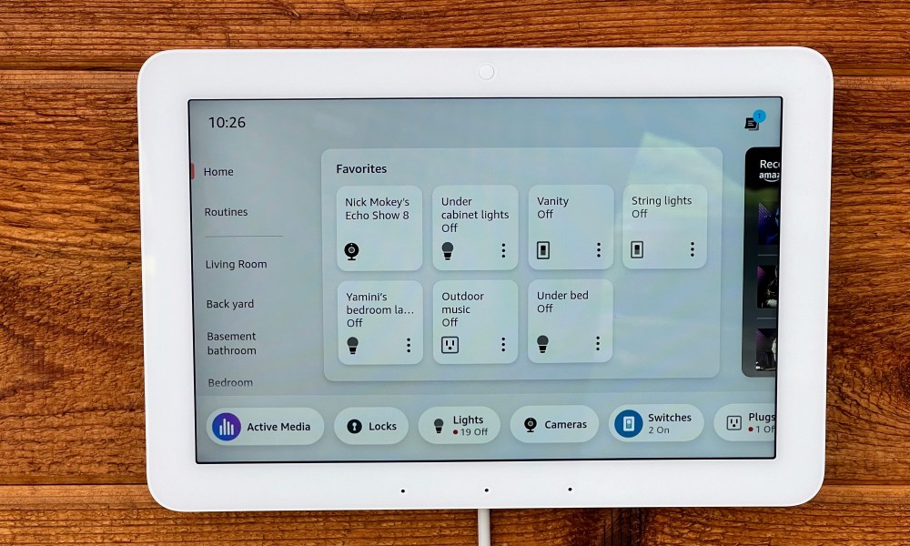 The Amazon Echo Hub includes a Favorites screen.