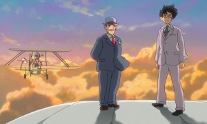 Jiro and Caproni stand above the clouds in The Wind Rises.