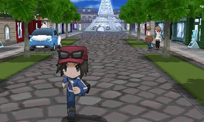 The player rollerblades through Lumiose City in Pokémon X and Y.