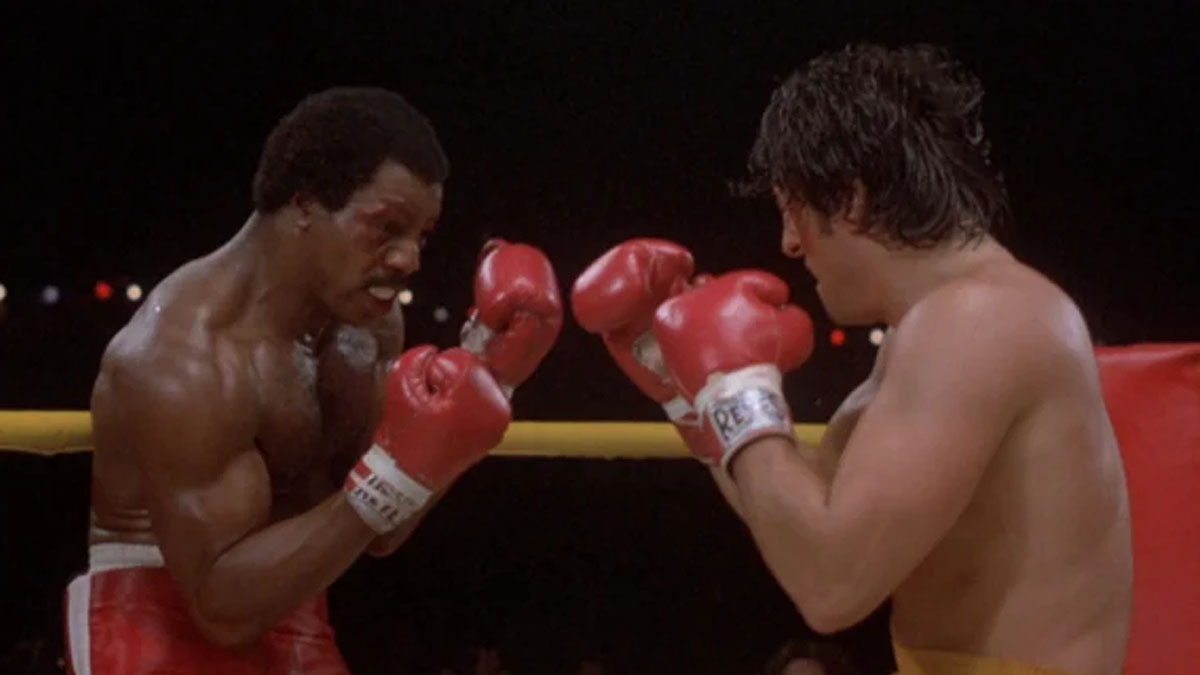 Carl Weathers et Sylvester Stallone dans Rocky II.