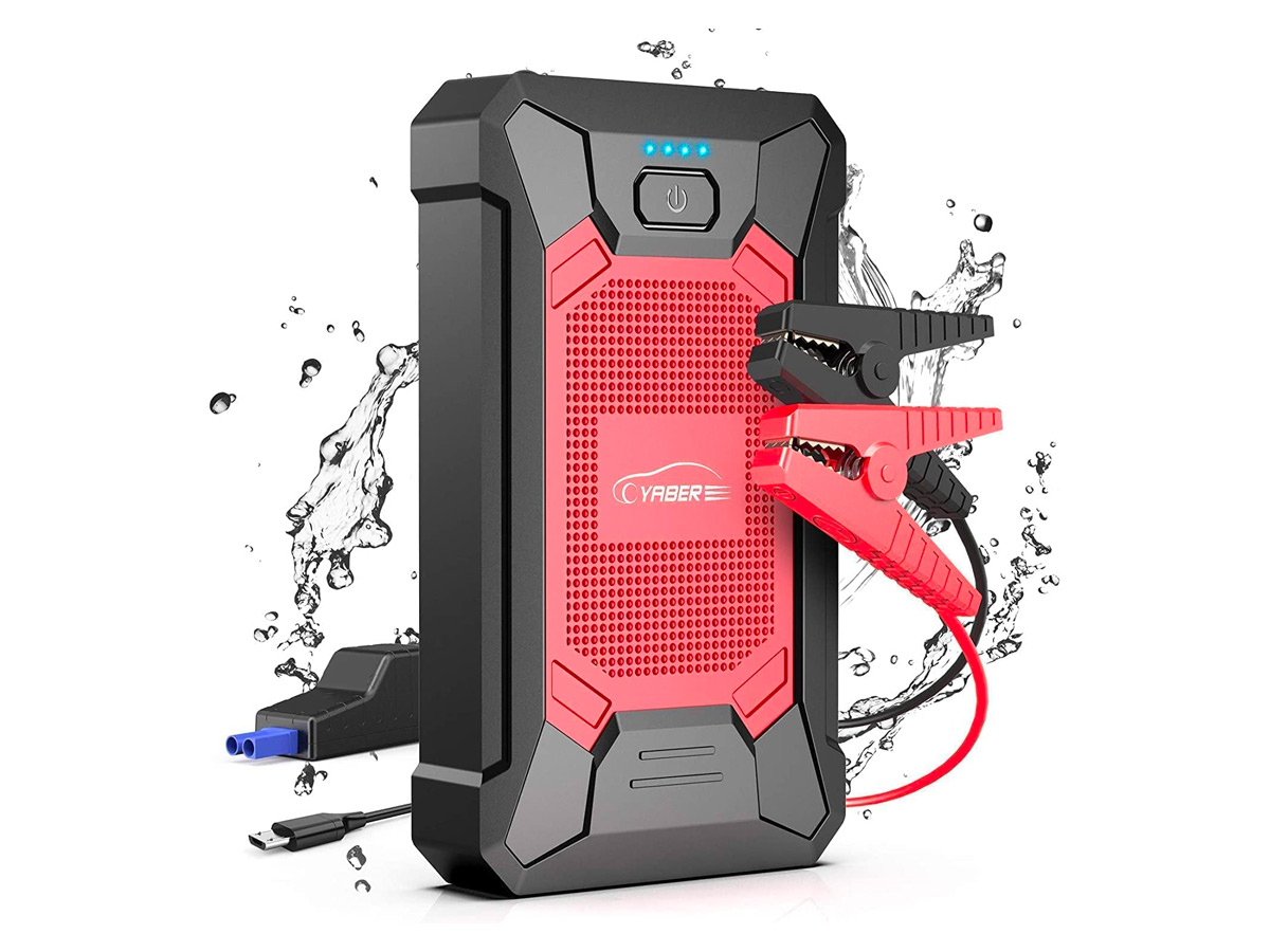 The Yaber portable jump starter against a white background.