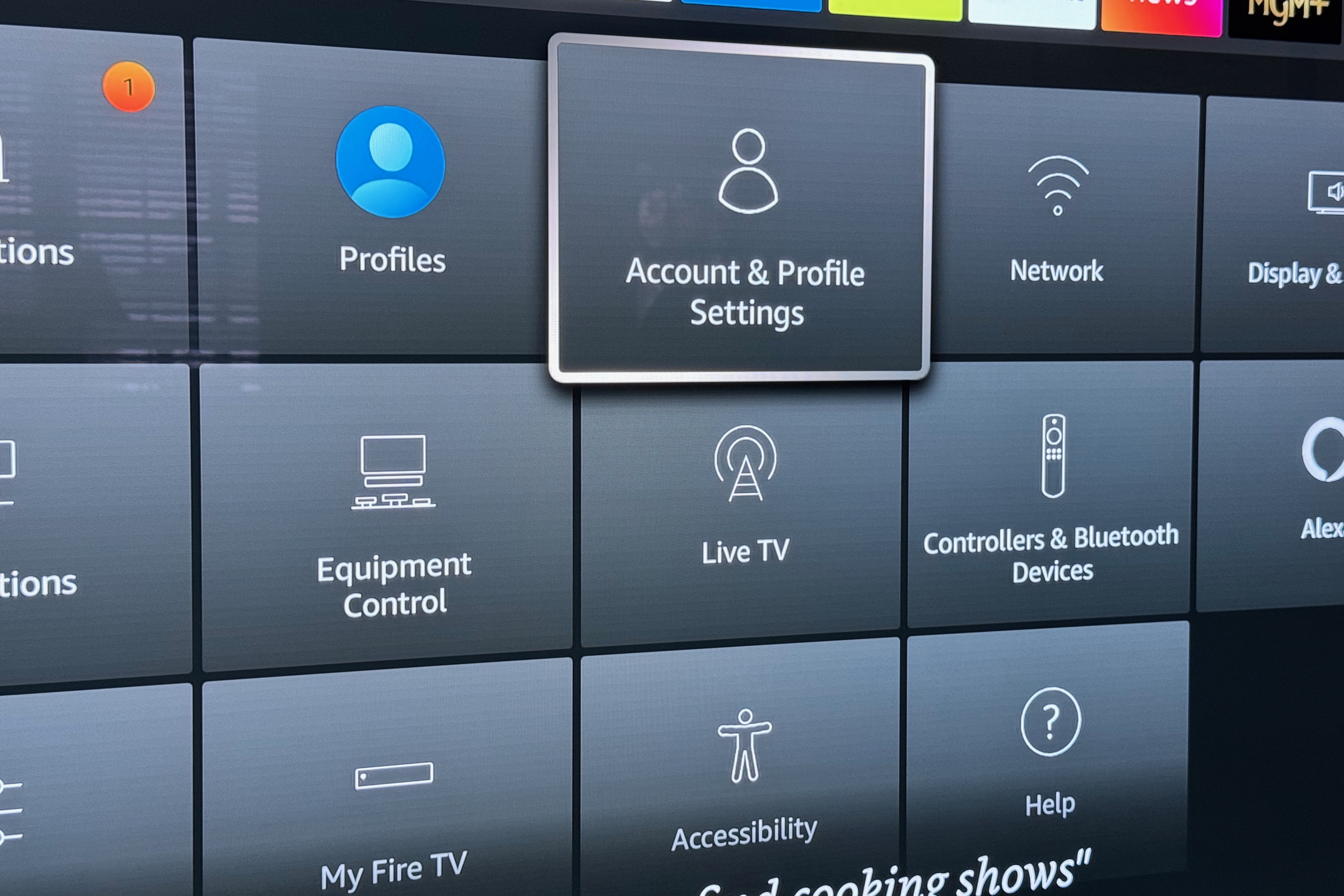 Screenshot showing Accounts & Profile Settings on Fire TV.