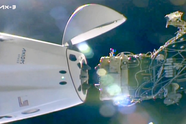 A SpaceX Crew Dragon carrying the Ax-3 crew departs from the space station in February 2024.